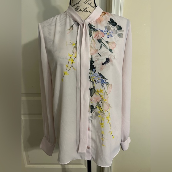 Ted Baker Pink Flora Long Sleeve Blouse - Picture 2 of 9